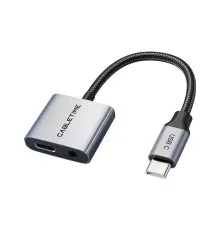 Перехідник USB-C M to 3.5mm F + USB-C F PD60W Cabletime (CA915750)