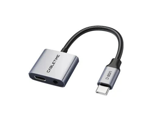 Перехідник USB-C M to 3.5mm F + USB-C F PD60W Cabletime (CA915750)