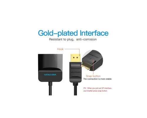 Перехідник DisplayPort M to HDMI F 0.15m black Vention (HBGBB)