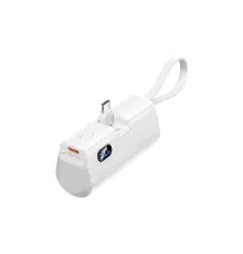 Батарея універсальна Vention 4800mAh 22,5W PD, USB-C In/Out, LED display, with built-in USB-C cable White (FHQW0)