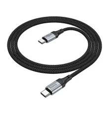 Дата кабель USB-C to USB-C 1.0m 3A nylon X102 black HOCO (6942007608787)