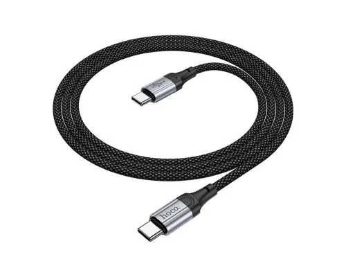 Дата кабель USB-C to USB-C 1.0m 3A nylon X102 black HOCO (6942007608787)