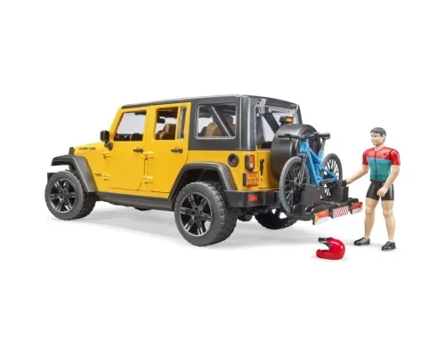 Спецтехніка Bruder Джип Jeep Rubicon з фігуркою велосипедиста на спортивному мо (02543)