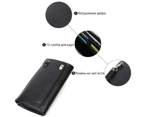 Гаманець Bond Accessories З натуральної шкіри флотар Чорна (22050)
