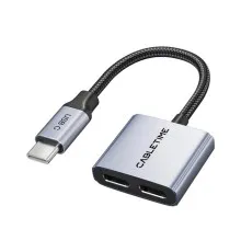 Перехідник USB-C M to USB-C F Audio + USB-C F PD60W Cabletime (CA915781)