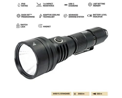 Ліхтар Mactronic тактичний Black Eye X31 (3100 Lm) Programmable Rechargeable Type-C (THH0081) (DAS303954)