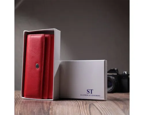 Гаманець ST Leather З натуральної шкіри Червоний (22695)