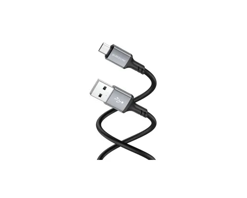 Дата кабель USB 2.0 AM to Micro 5P 1.0m silicone black BOROFONE (6974443386387)
