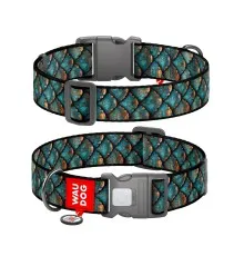 Нашийник для тварин WAUDOG Nylon з QR адресником "Луска" пластиковий фастекс XL (283-0179)