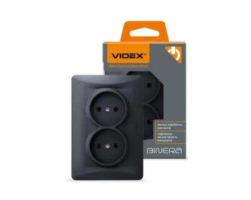 Розетка Videx BINERA 2ая черн (VF-BNSK2-BG)