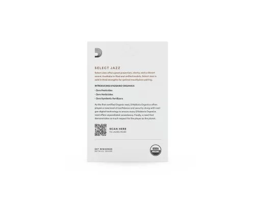 Тростина для саксофона D'Addario Organic Select Jazz - Alto Sax Unfiled 2M - 10 Pack (ORRS10ASX2M)