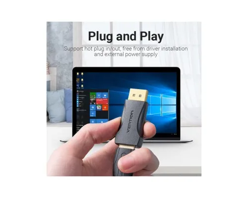 Перехідник DisplayPort M to HDMI F black Vention (HBOB0)