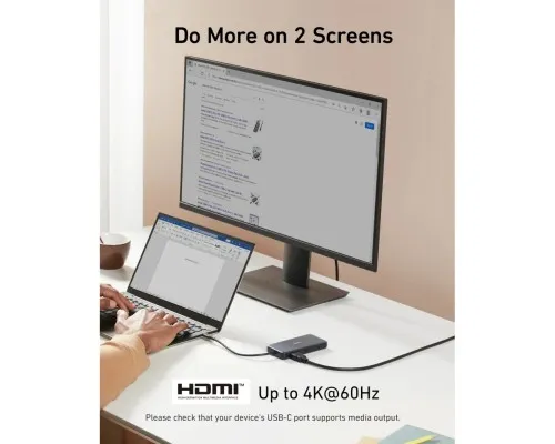 Концентратор USB-C 8-in-1 1xUSB-C PD100W + 1xHDMI + 2xUSB-A + 1xUSB-C 10Gbps + 1xRJ45 + SD black Anker (A83830A2)