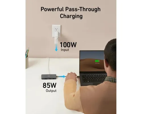 Концентратор USB-C 8-in-1 1xUSB-C PD100W + 1xHDMI + 2xUSB-A + 1xUSB-C 10Gbps + 1xRJ45 + SD black Anker (A83830A2)