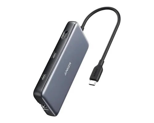 Концентратор USB-C 8-in-1 1xUSB-C PD100W + 1xHDMI + 2xUSB-A + 1xUSB-C 10Gbps + 1xRJ45 + SD black Anker (A83830A2)