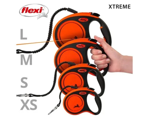 Повідець для собак Flexi Xtreme стрічка M 5 м/35 кг помаранчева (4000498034309)