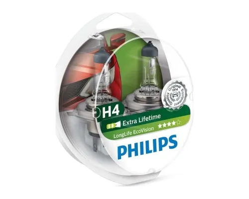 Автолампа Philips H4 LongLife EcoVision, 2шт (12342LLECOS2)