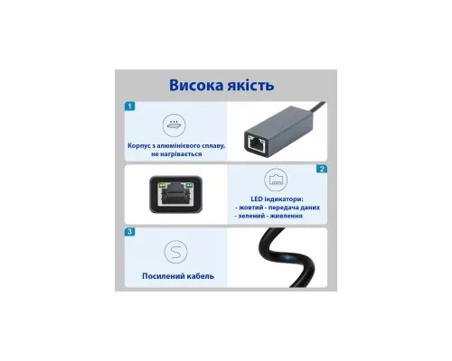 Адаптер USB-C to RJ45 Ethernet 1000Mbps Dynamode (DM-AD-GLAN-C)
