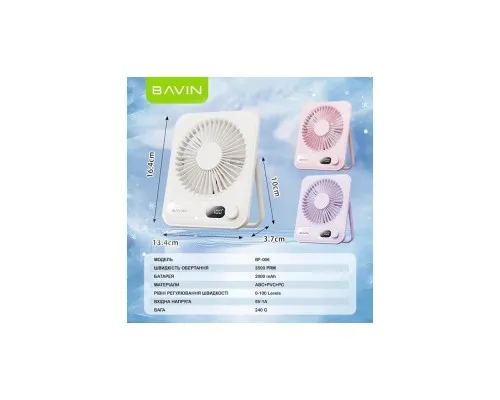 Вентилятор BAVIN BF-006 Ultra-Thin FUN 3500RPM Pink (BF-006 PK)