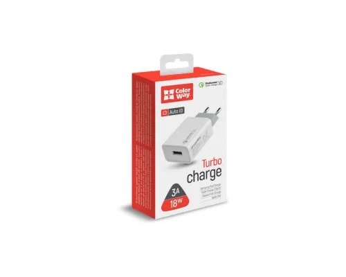 Зарядний пристрій ColorWay 1USB Quick Charge 3.0 (18W) (CW-CHS013Q-WT)