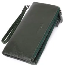 Гаманець ST Leather Шкіряний на три відділення Зелений (23110)