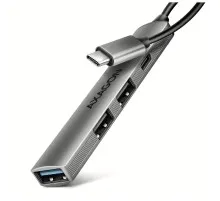 Концентратор AXAGON USB-C to 1xUSB-A 5Gbps + 2xUSB-A 480Mbps + 1xUSB-C 480Mbps 0.12m aluminum (HUE-STC)