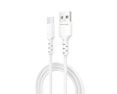 Дата кабель USB 2.0 AM to USB-C 1.0m 3A white Grand-X (PC-05W)