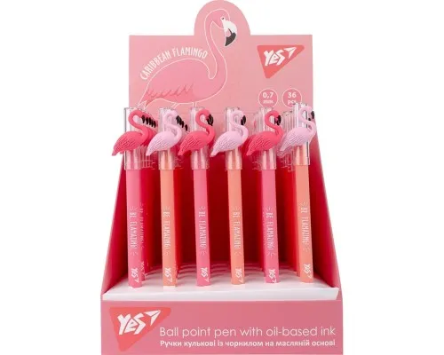 Ручка кулькова Yes Caribbean flamingo 0,7 мм синя (412003)