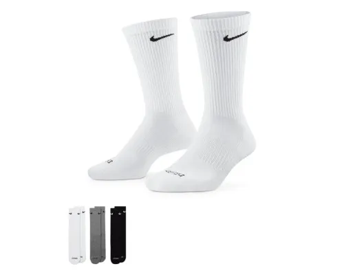 Шкарпетки Nike U NK EVERYDAY PLUS CUSH CREW SX6888-964 42-46 3 пари Білий/Чорний/Сірий (194955548240)