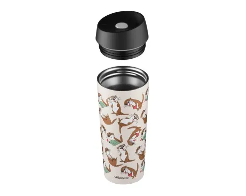 Термокружка Ardesto Coffee Time Animals Otter 450мл, нержавіюча сталь, бежевий (AR2645OT)