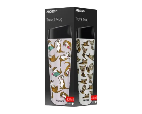 Термокружка Ardesto Coffee Time Animals Otter 450мл, нержавіюча сталь, бежевий (AR2645OT)