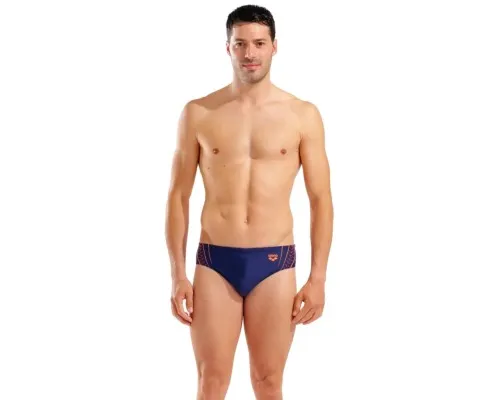 Плавки Arena Double Graphic Swim Briefs 010951-705 темно-синій, помаранчевий 105 (3468337766278)