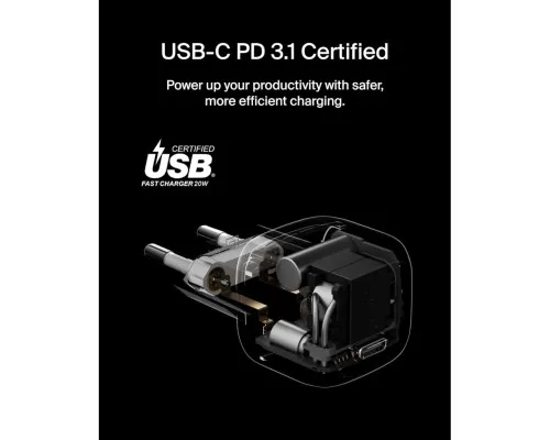 Зарядний пристрій Belkin USB-C PD20W PPS PD3.1 + cable USB-C to USB-C 1.0m (WCA009KQ1MWH-B6)