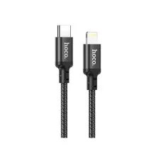 Дата кабель USB-C to Lightning 1.0m 3A 20W nylon X14 black HOCO (6931474752192)