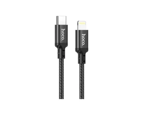 Дата кабель USB-C to Lightning 1.0m 3A 20W nylon X14 black HOCO (6931474752192)