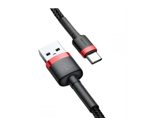 Дата кабель USB 2.0 AM to USB-C 1.0m Cafule 3A red+black Baseus (CATKLF-B91)
