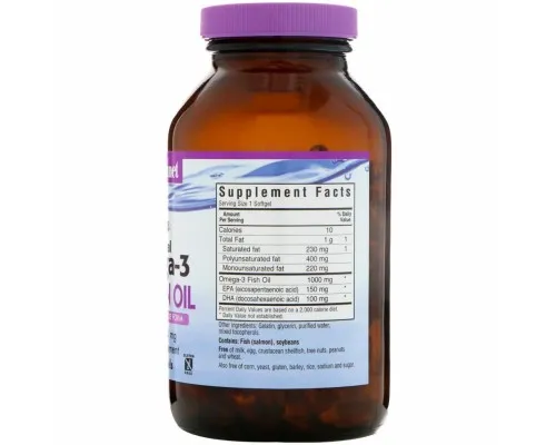 Жирні кислоти Bluebonnet Nutrition Натуральна Омега-3 з лососевих Жира, 90 желатинових (BLB0952)