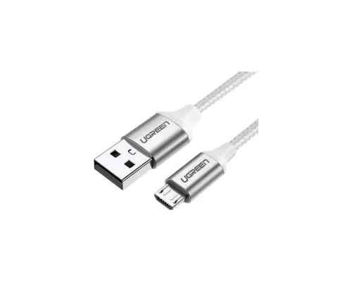 Дата кабель USB 2.0 AM to Micro 5P 2.0m US290 3A 18W Nickel Plating White Ugreen (60153)