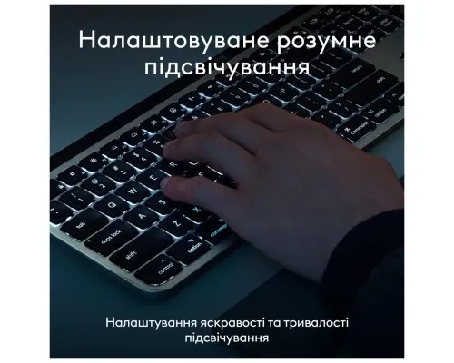 Клавіатура Logitech MX Keys S для MAC Bluetooth/Wireless UA Pale Grey (920-011638)