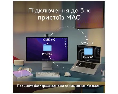 Клавіатура Logitech MX Keys S для MAC Bluetooth/Wireless UA Pale Grey (920-011638)