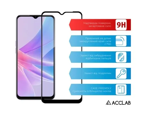 Скло захисне ACCLAB Full Glue Oppo A58 4G Black (1283126583452)