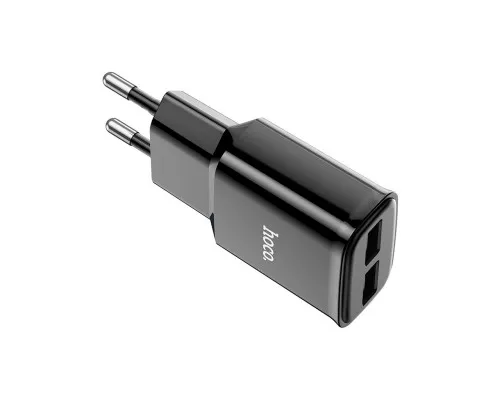 Зарядний пристрій HOCO C88A Star round 2xUSB + cable Micro 12W Black (6931474749529)