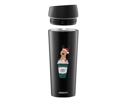 Термокружка Ardesto Coffee Time Reindeer 450мл, нержавіюча сталь, чорний (AR2645RN)