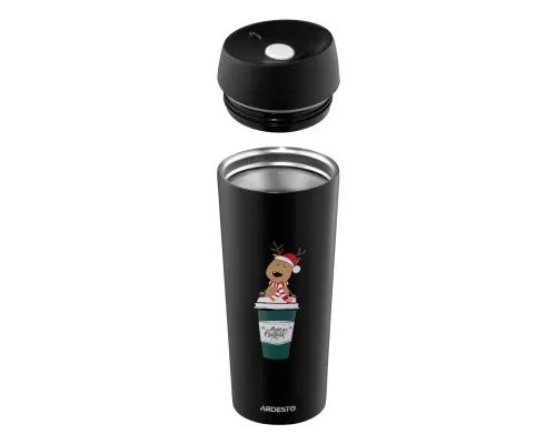 Термокружка Ardesto Coffee Time Reindeer 450мл, нержавіюча сталь, чорний (AR2645RN)