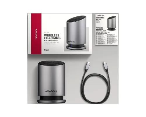 Концентратор AXAGON USB-C 9-in-1 wireless 15W PD100W 0.6m (HMC-WL9)