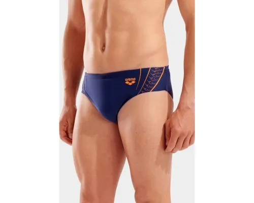 Плавки Arena Double Graphic Swim Briefs 010951-705 темно-синій, помаранчевий 110 (3468337766285)