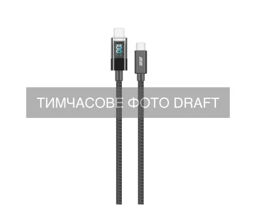 Дата кабель USB-C to USB-C 1.0m PD 100W Digital Display black 2E (2E-CC100-BL)