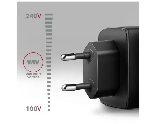 Зарядний пристрій AXAGON 1xUSB QC4.0 + 1xUSB-C PD45W PPS black (ACU-PQ45)
