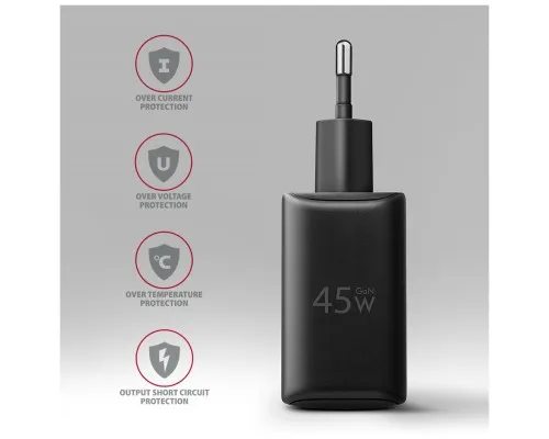 Зарядний пристрій AXAGON 1xUSB QC4.0 + 1xUSB-C PD45W PPS black (ACU-PQ45)