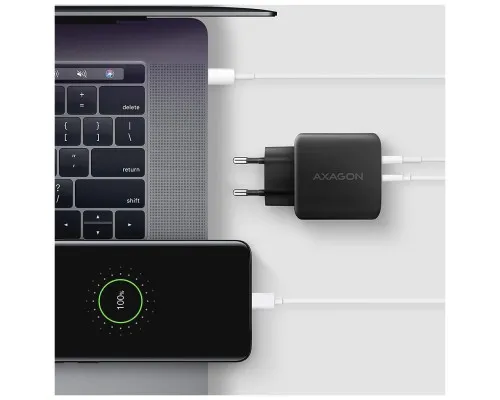 Зарядний пристрій AXAGON 1xUSB QC4.0 + 1xUSB-C PD45W PPS black (ACU-PQ45)